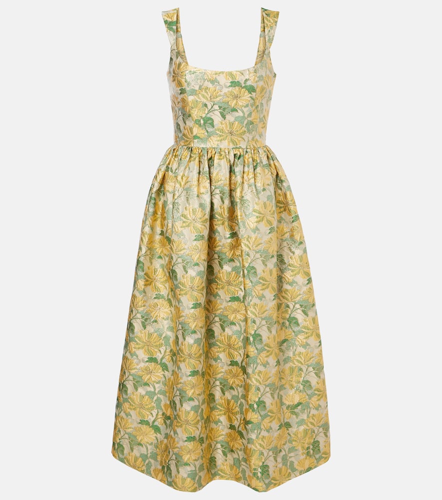 Floral lamé jacquard gown