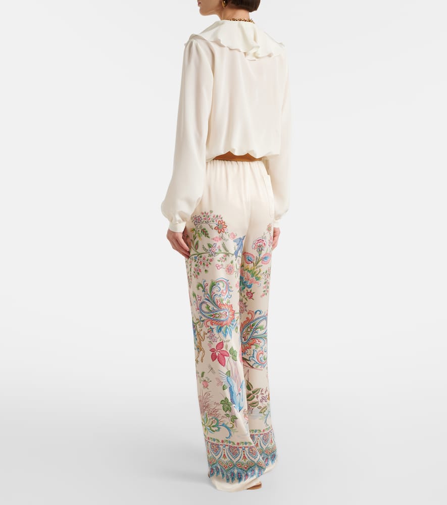 Floral wide-leg pants