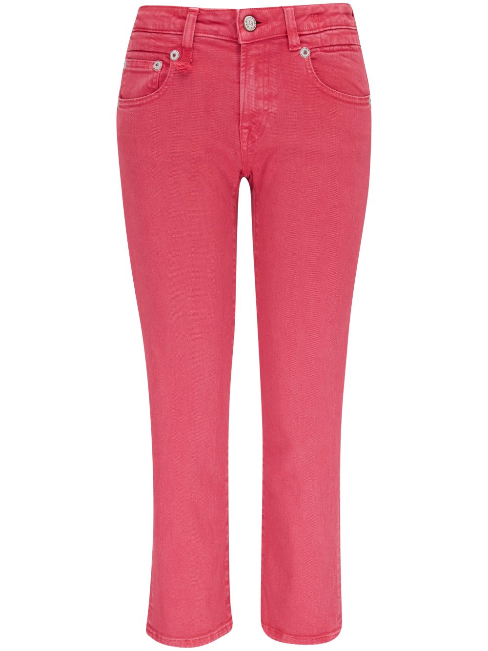 Logo-patch cropped jeans - Pink