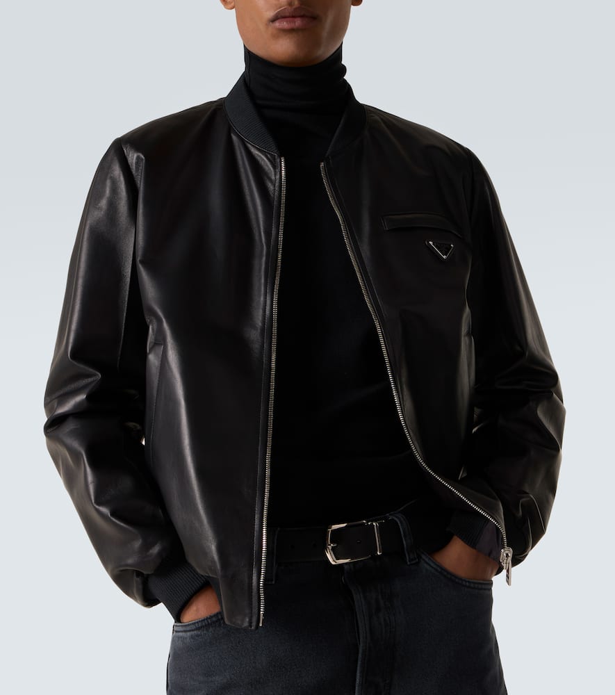Leather bomber jacket