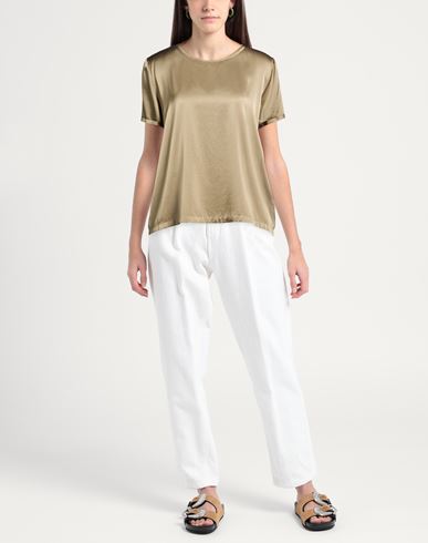 Woman Top Military green Size M Silk, Elastane