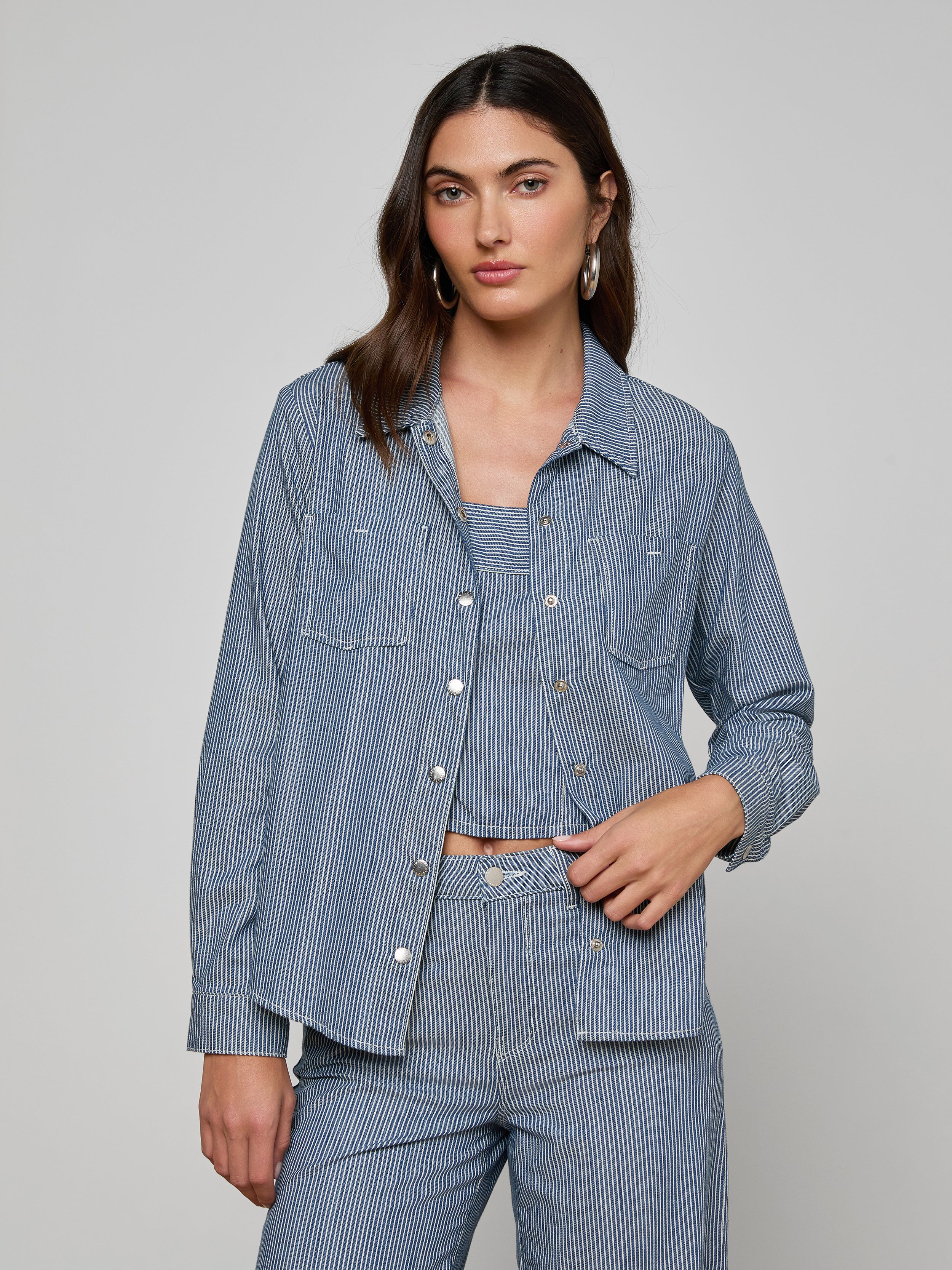 Isla Shirt In Azure Blue Stripe