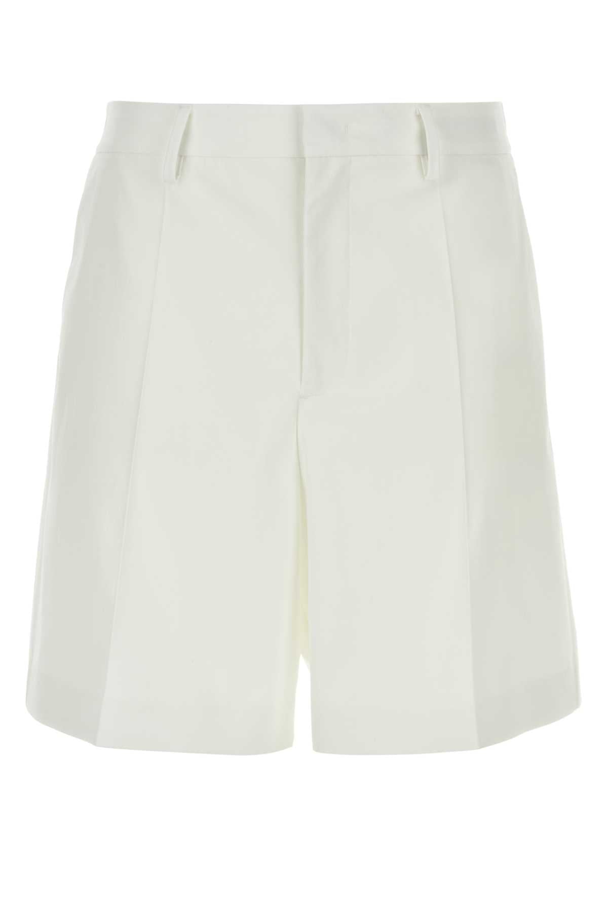 Wool Blend Bermuda Shorts — White