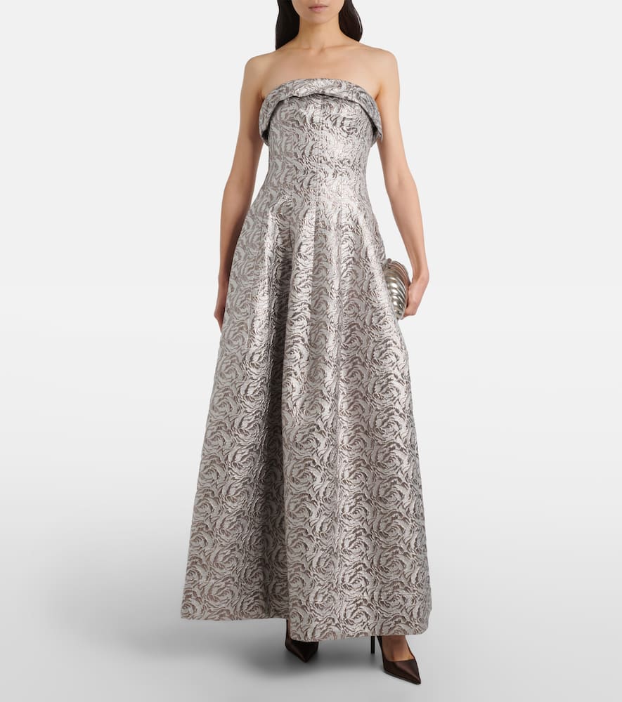 Metallic-effect bustier gown