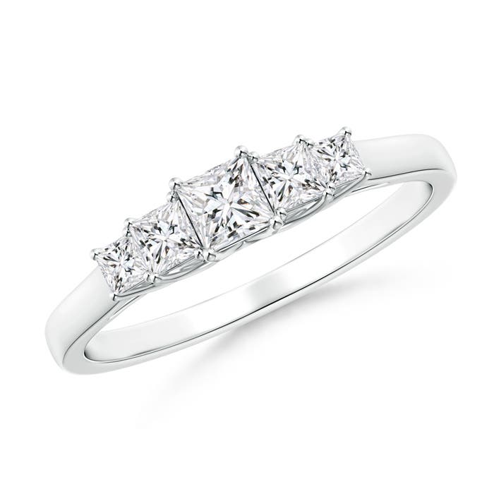 Angara 0.46 Carat Graduated Princess-Cut Trellis Diamond Five Stone Ring in 14K White Gold