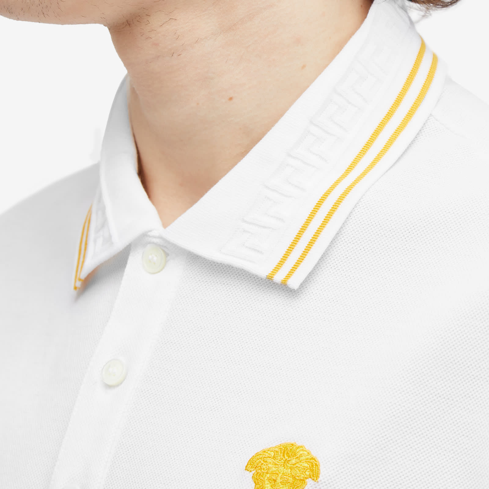 Men's Medusa Polo Shirt in White, Size Medium 