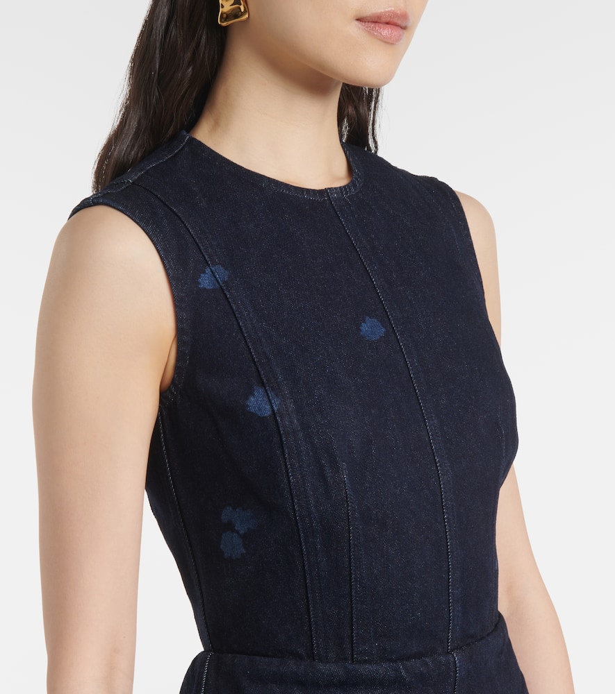 Floral denim midi dress
