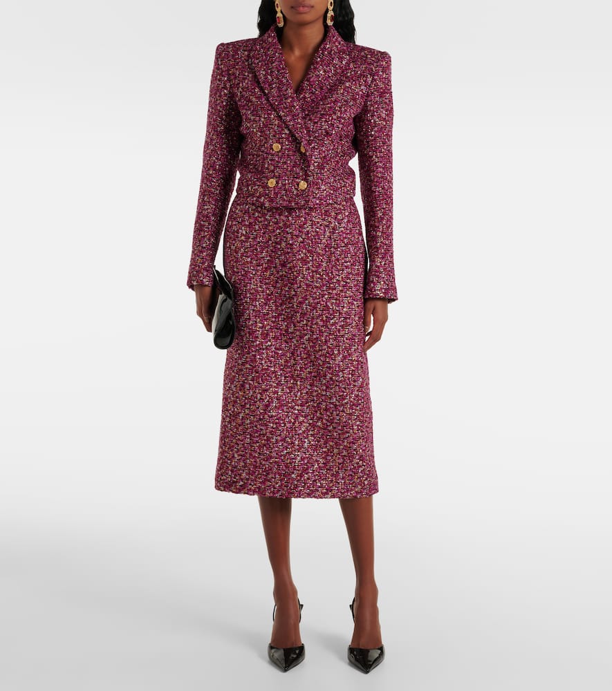 Sequined tweed midi skirt
