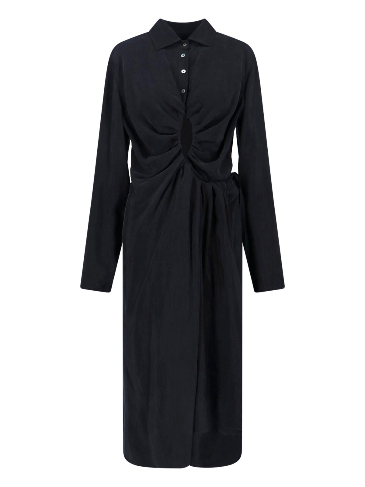 100% Cupro Draped Midi Dress
