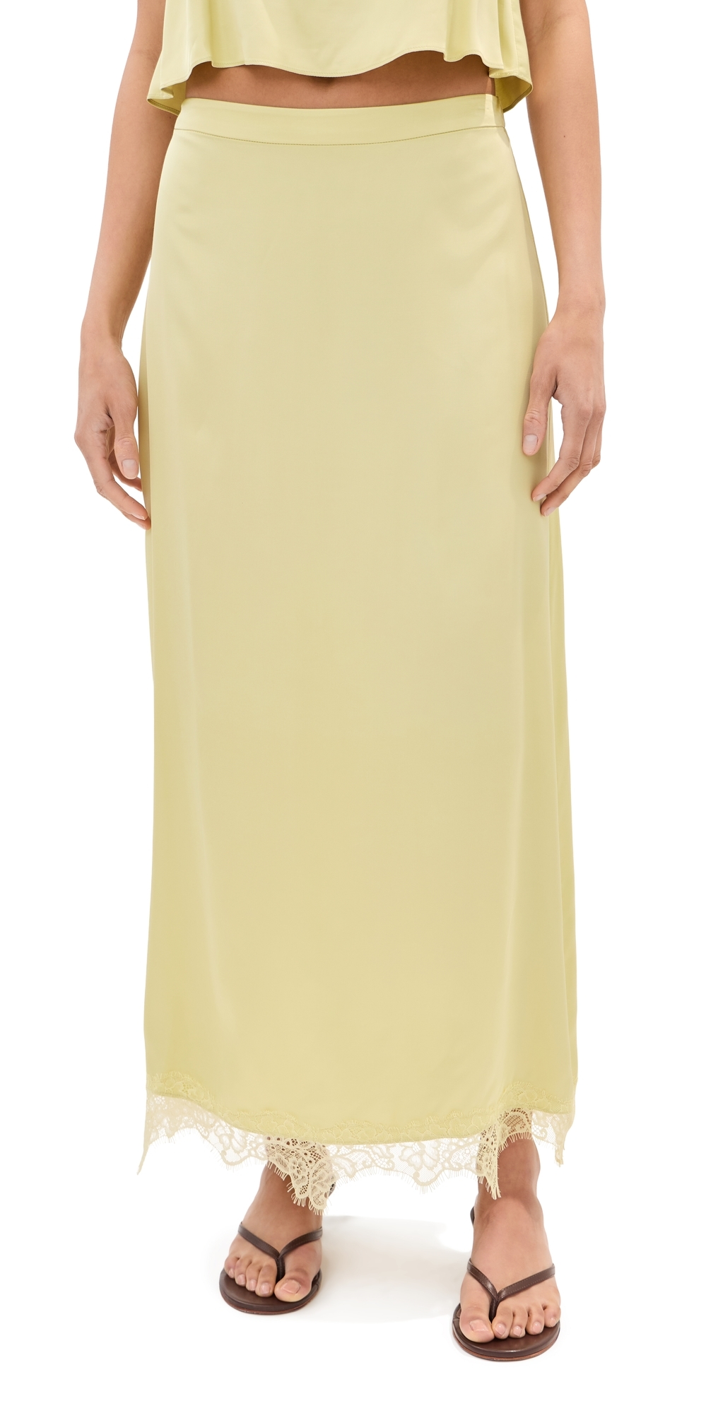 Marion Satin Skirt Honeydew