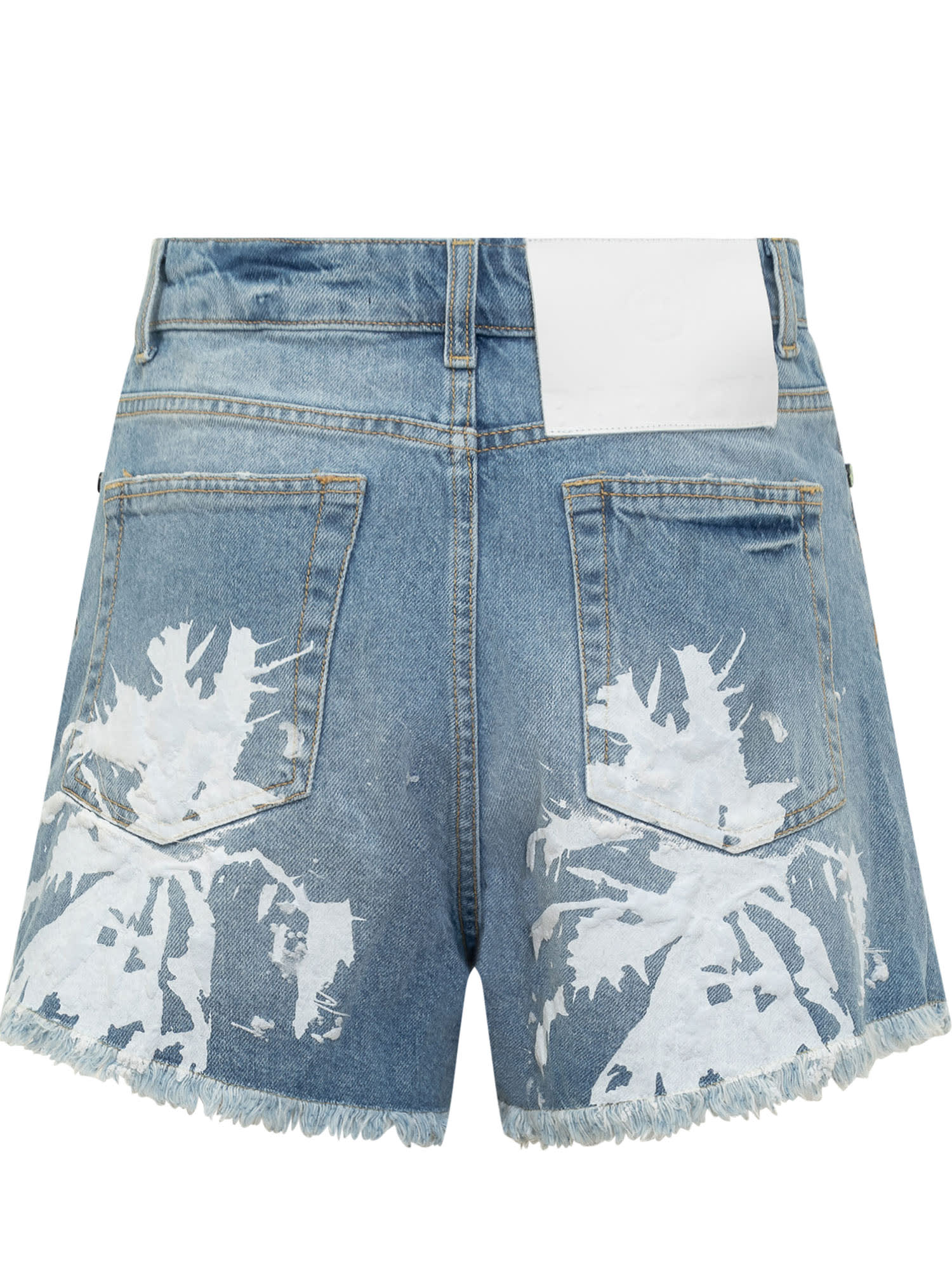 Denim Shorts With Texture Print