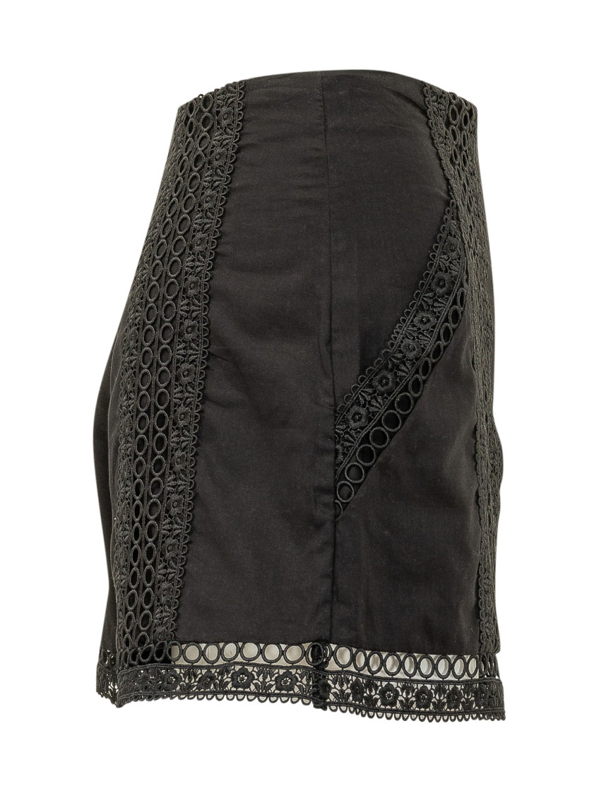 Black Embroidered Shorts
