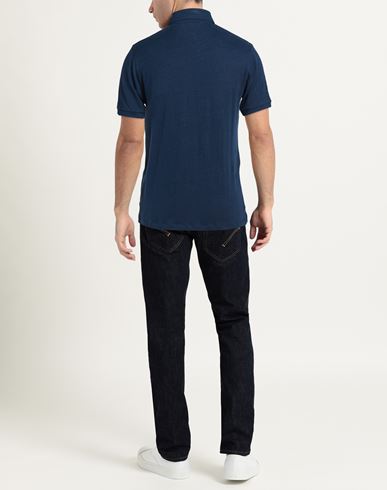 Man Polo shirt Navy Size M Linen, Elastane