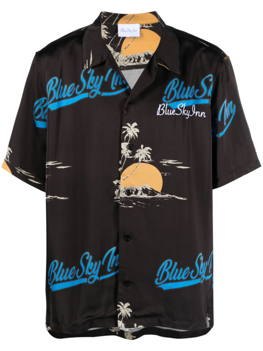 Black Logo viscose shirt