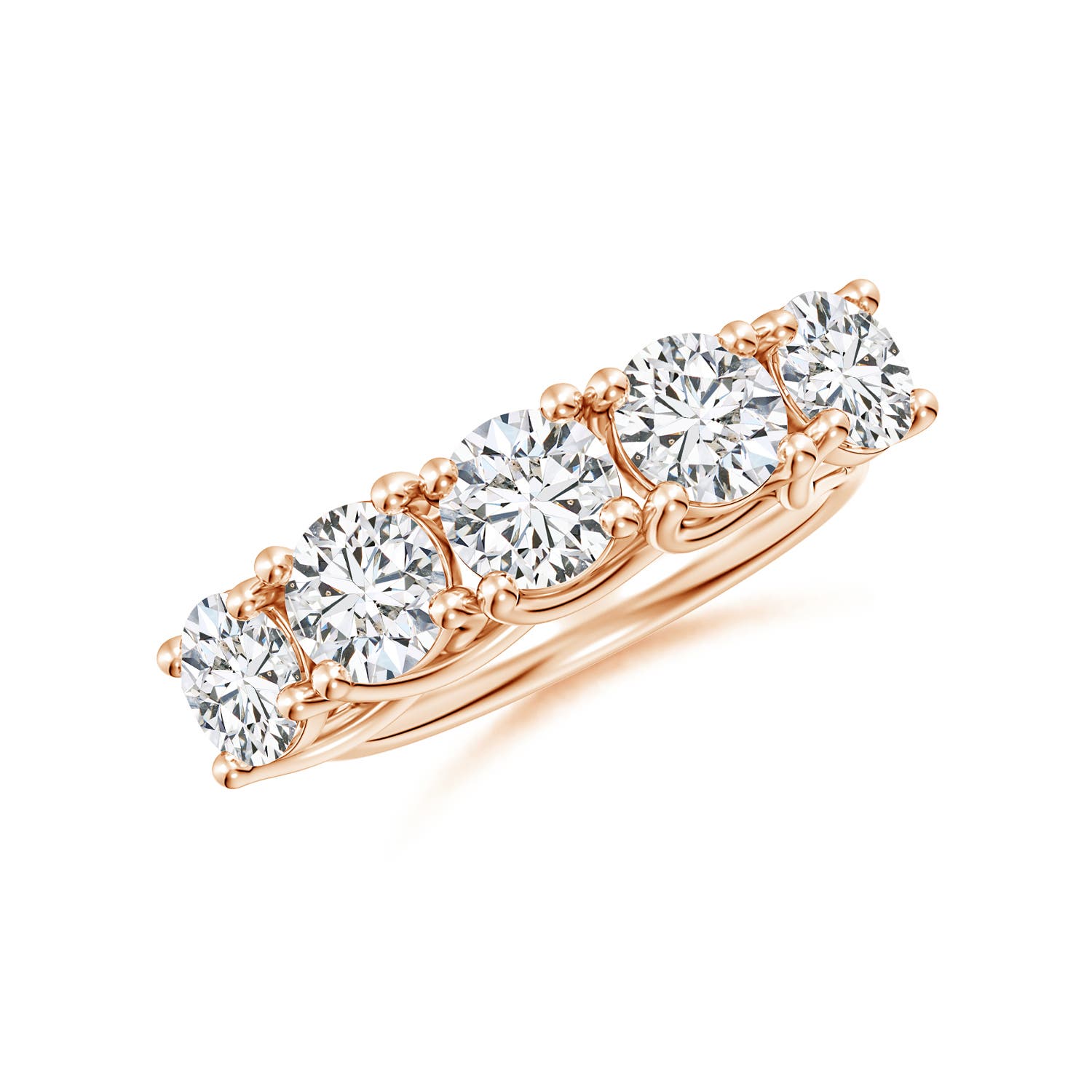 Angara 2.5 Carats Half Eternity Five Stone Diamond Wedding Band in 18K Rose Gold