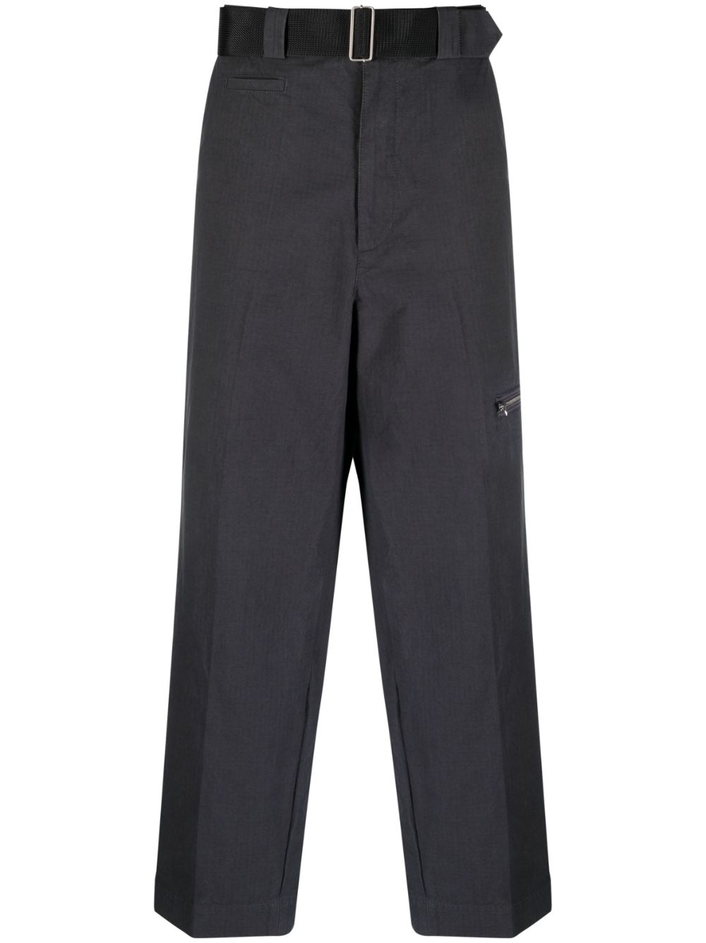 Zip-detail cotton trousers - Grey