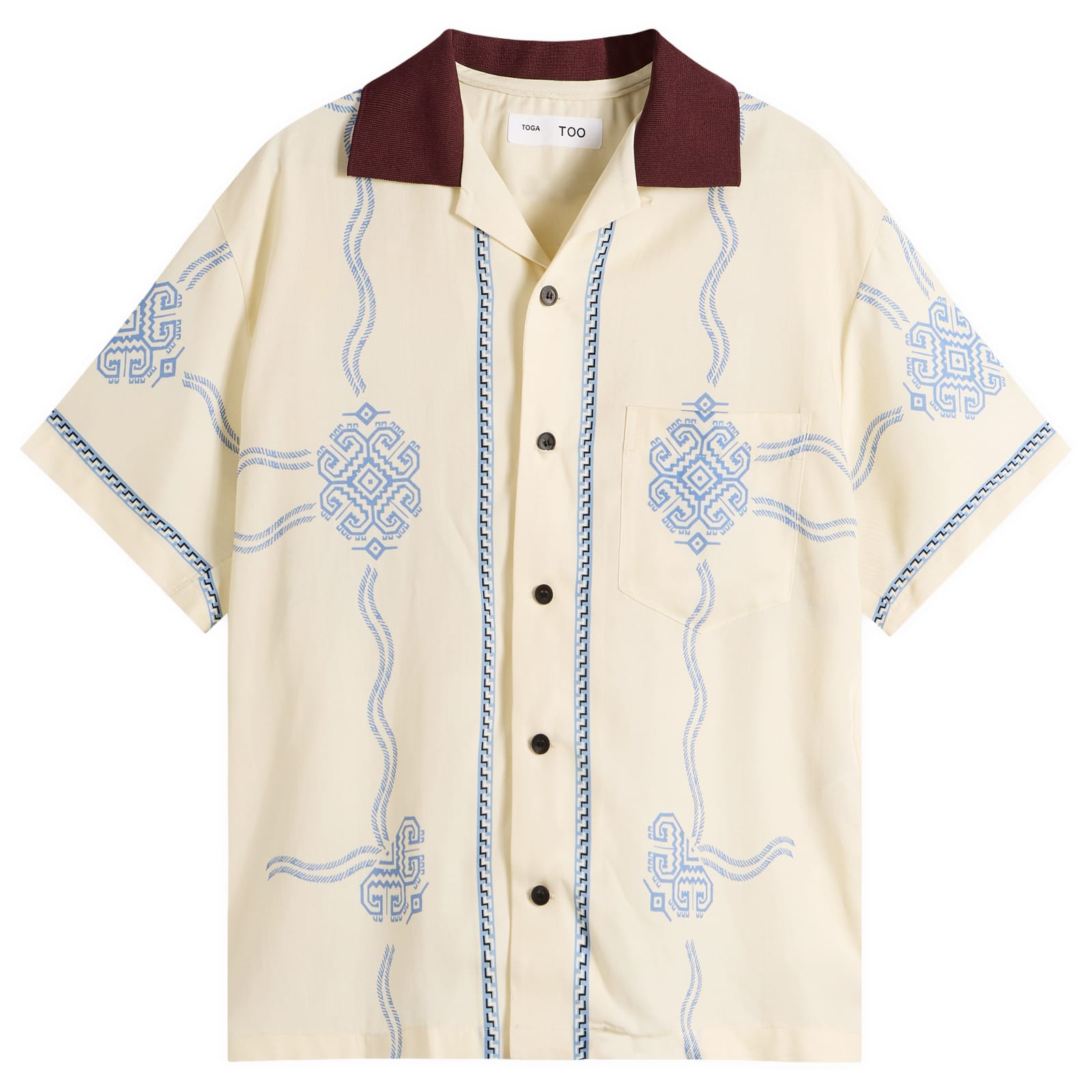 TOGA Inner Print Short Sleeve Shirt Off White