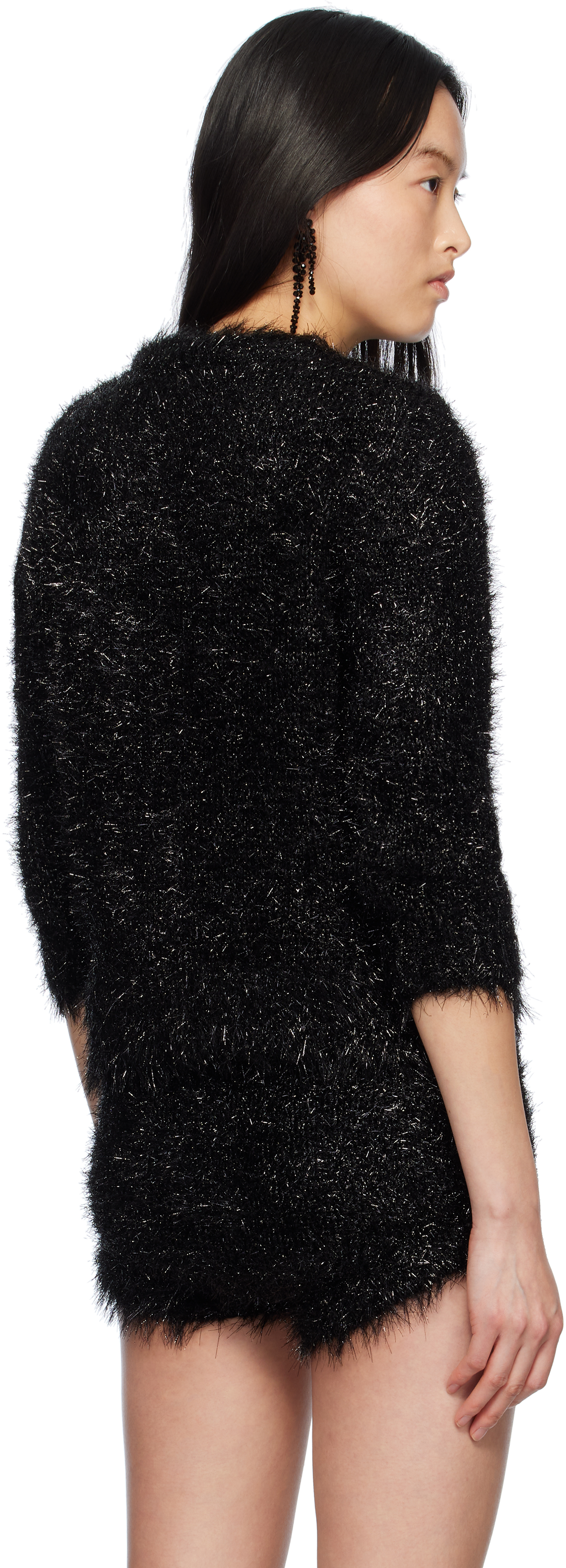 Simone Rocha Black Tinsel Knit Cardigan