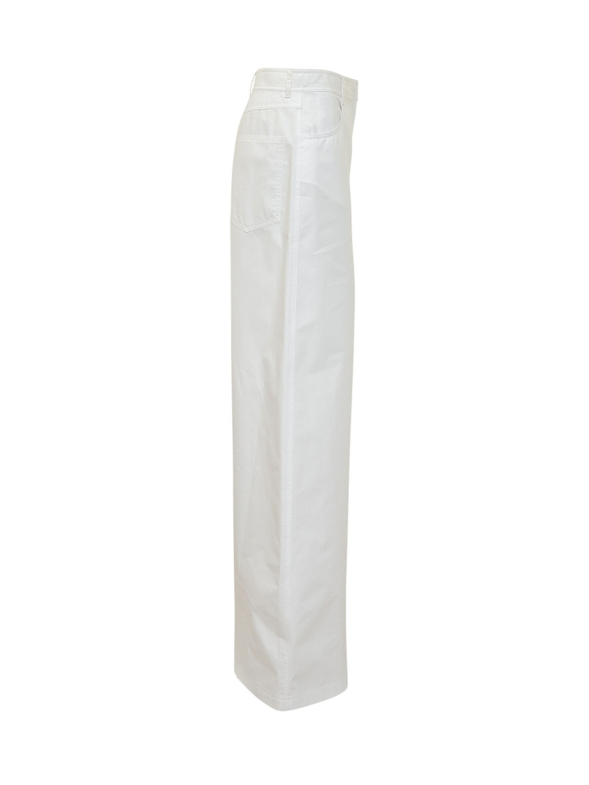 White Relaxed Flat Front Pants