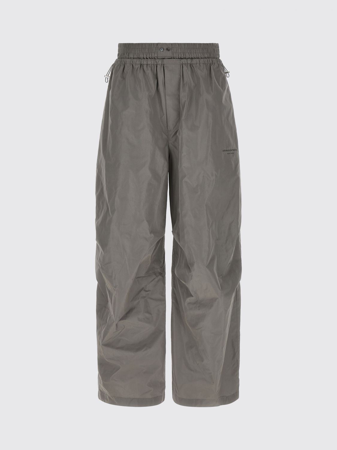 High-Waisted Wide-Leg Trousers in Grey Technical Fabric