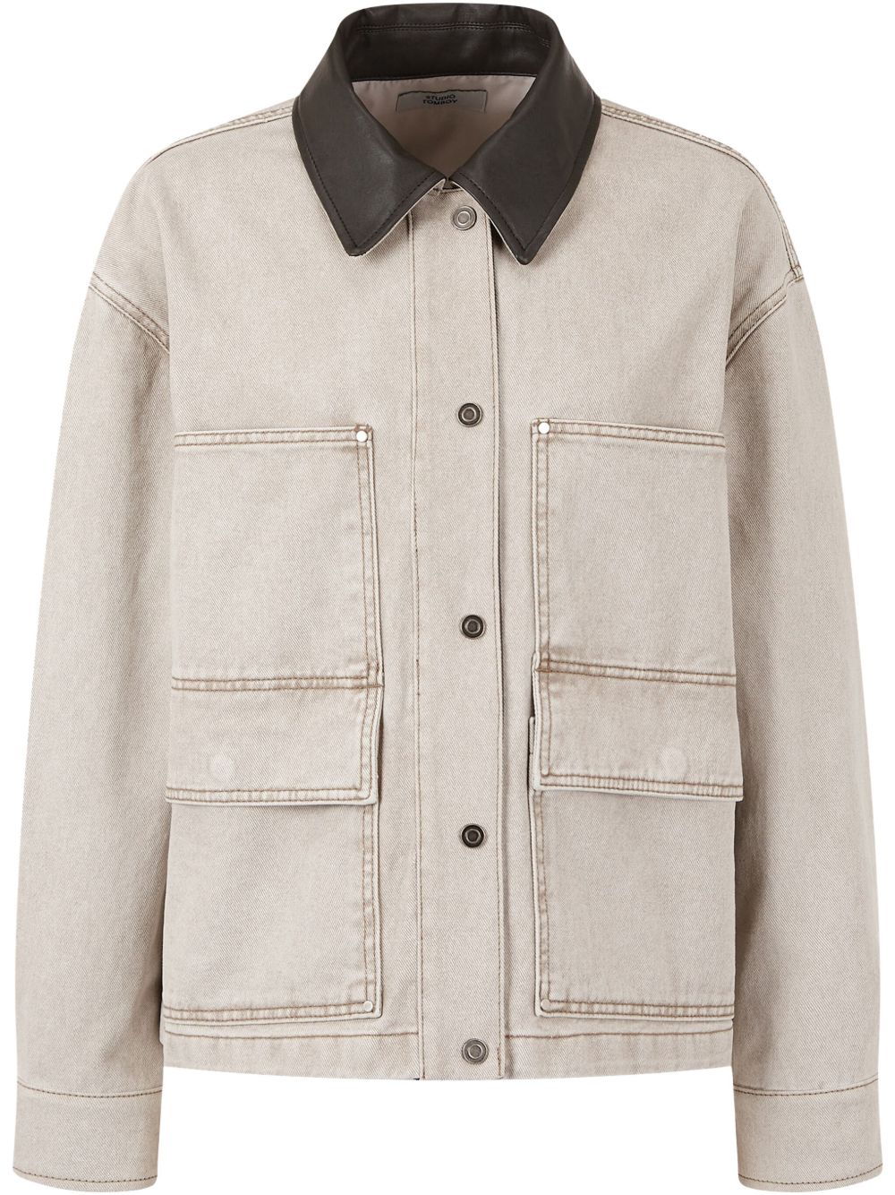 Contrast-collar jacket - Neutrals