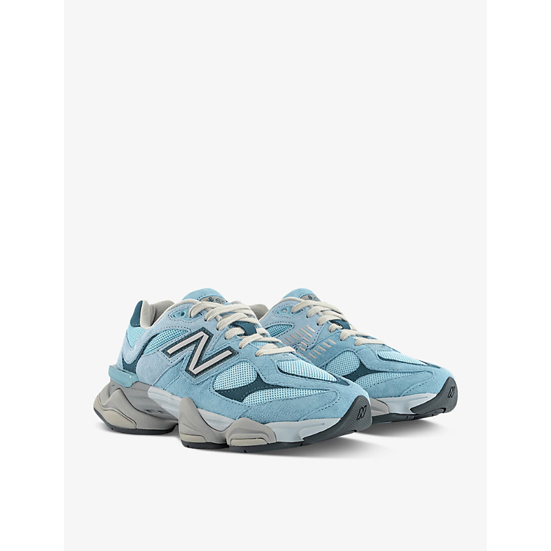 Mens Chrome Blue 9060 Brand-patch Leather and Mesh Low-top Trainers