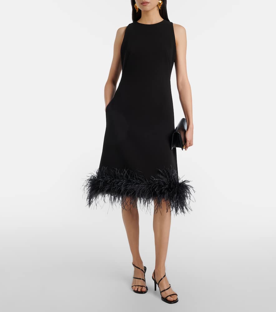 Semito feather-trimmed midi dress