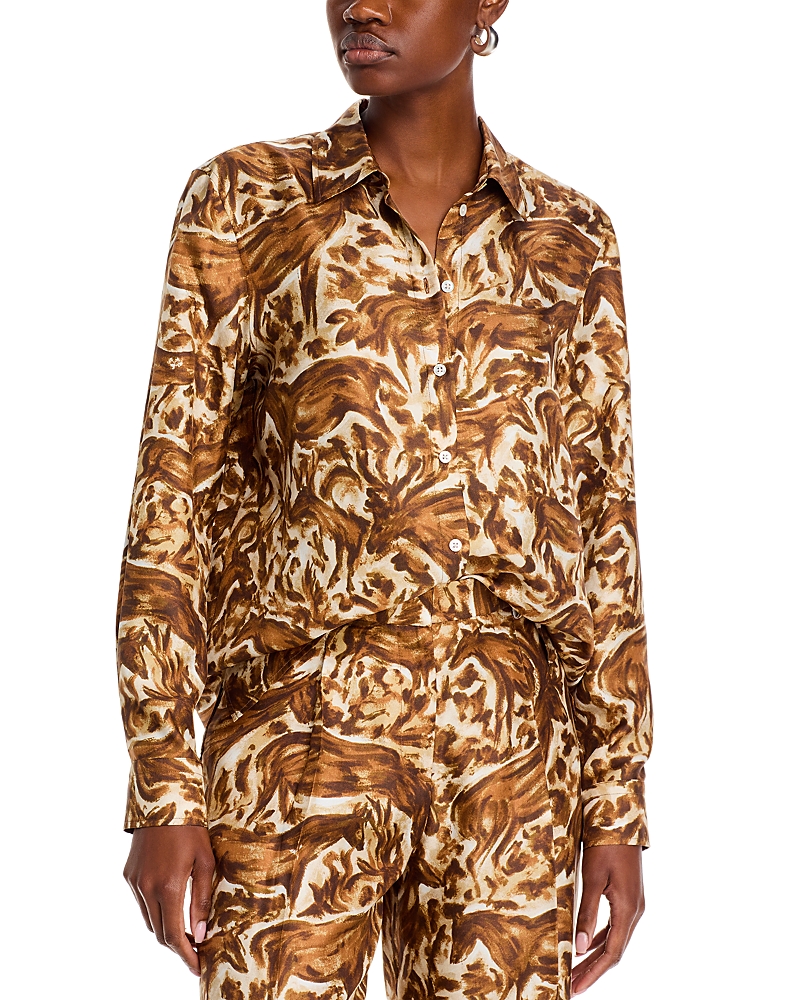 Button Front Print Shirt