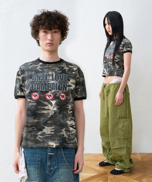 ANTI LOVE CAMO RINGER TEE BLACK