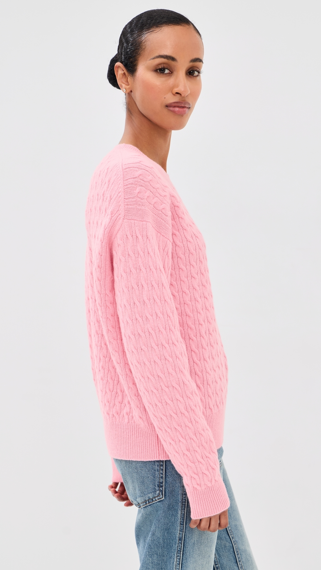 &Wool Cable Knit Pullover Pale Pink