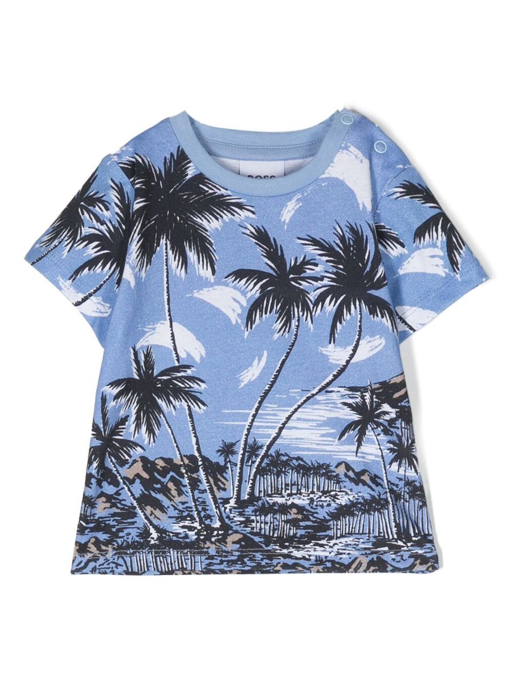 Palm-tree cotton T-Shirt - Blue