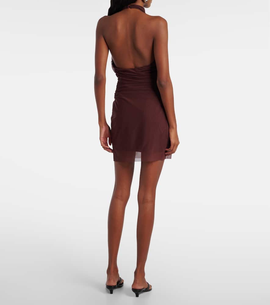 Draped gathered jersey minidress