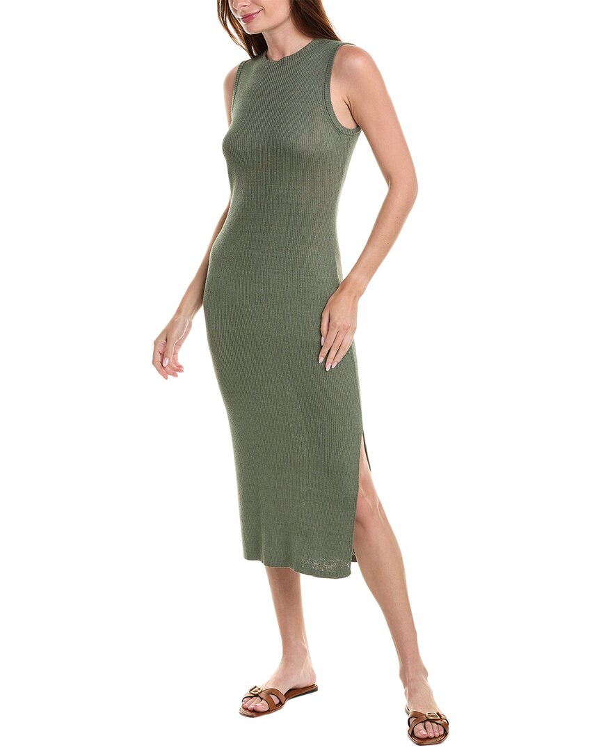 Linen-Blend Rib Tank Midi Dress