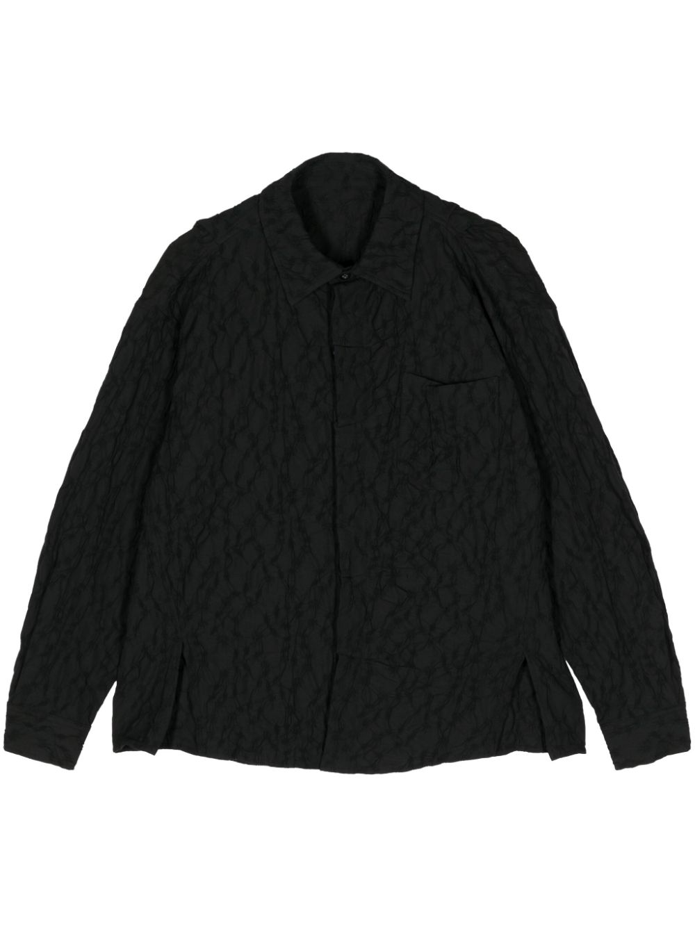 Matelassé cotton-blend shirt - Black