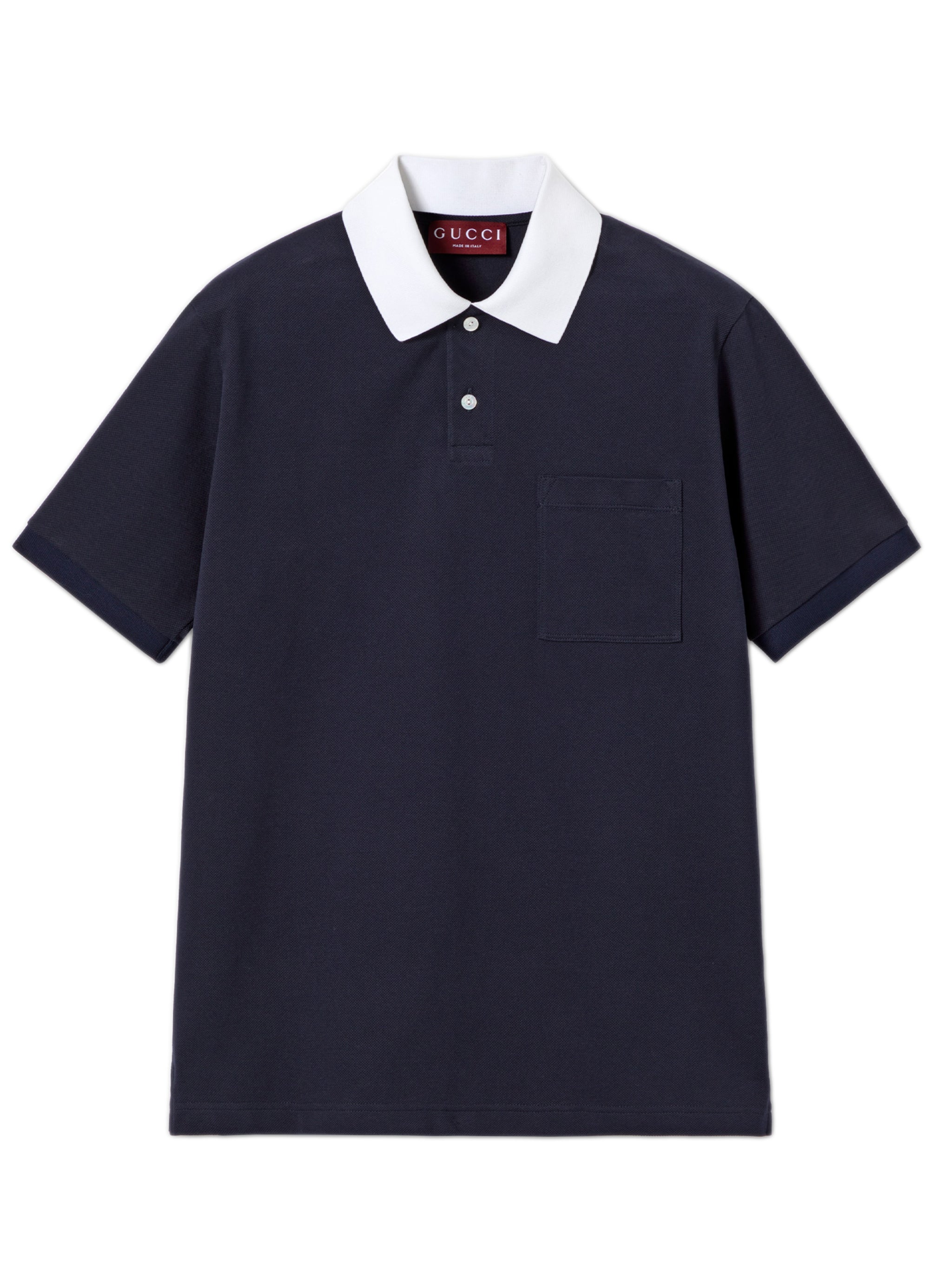 Cotton-Blend Polo Shirt with Web-Trim Placket and Chest Pocket