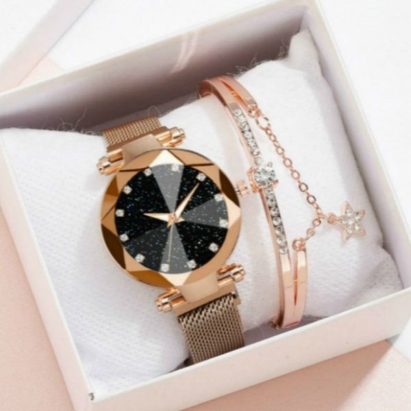 Luxury Starry Sky Stainless Steel Mesh Bracelet Watches for Women Crystal Analog Quartz Wristwatches Ladies Sports Dress Clock