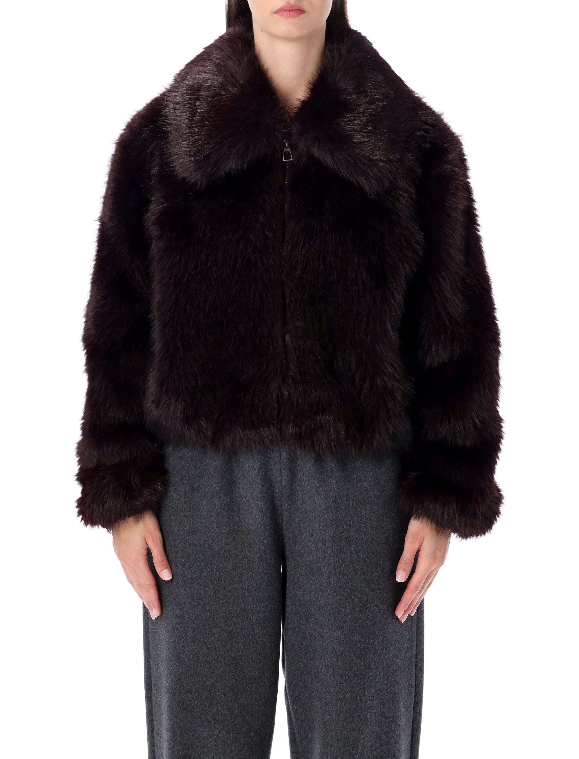 Faux Fur Zip-Up Jacket