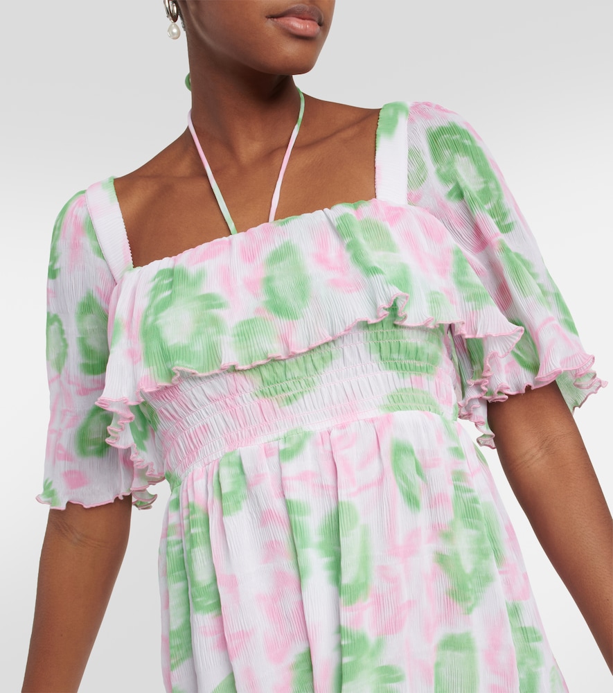 Ganni Floral pleated georgette midi dress