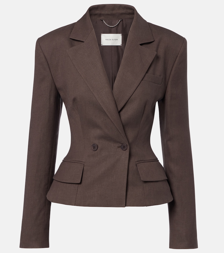 Peplum linen blazer