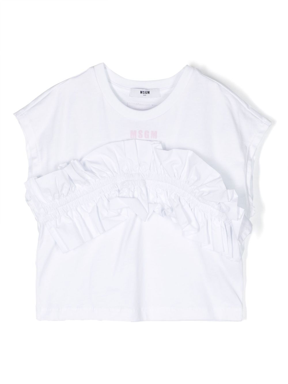 Ruffled-detail cotton T-shirt - Purple