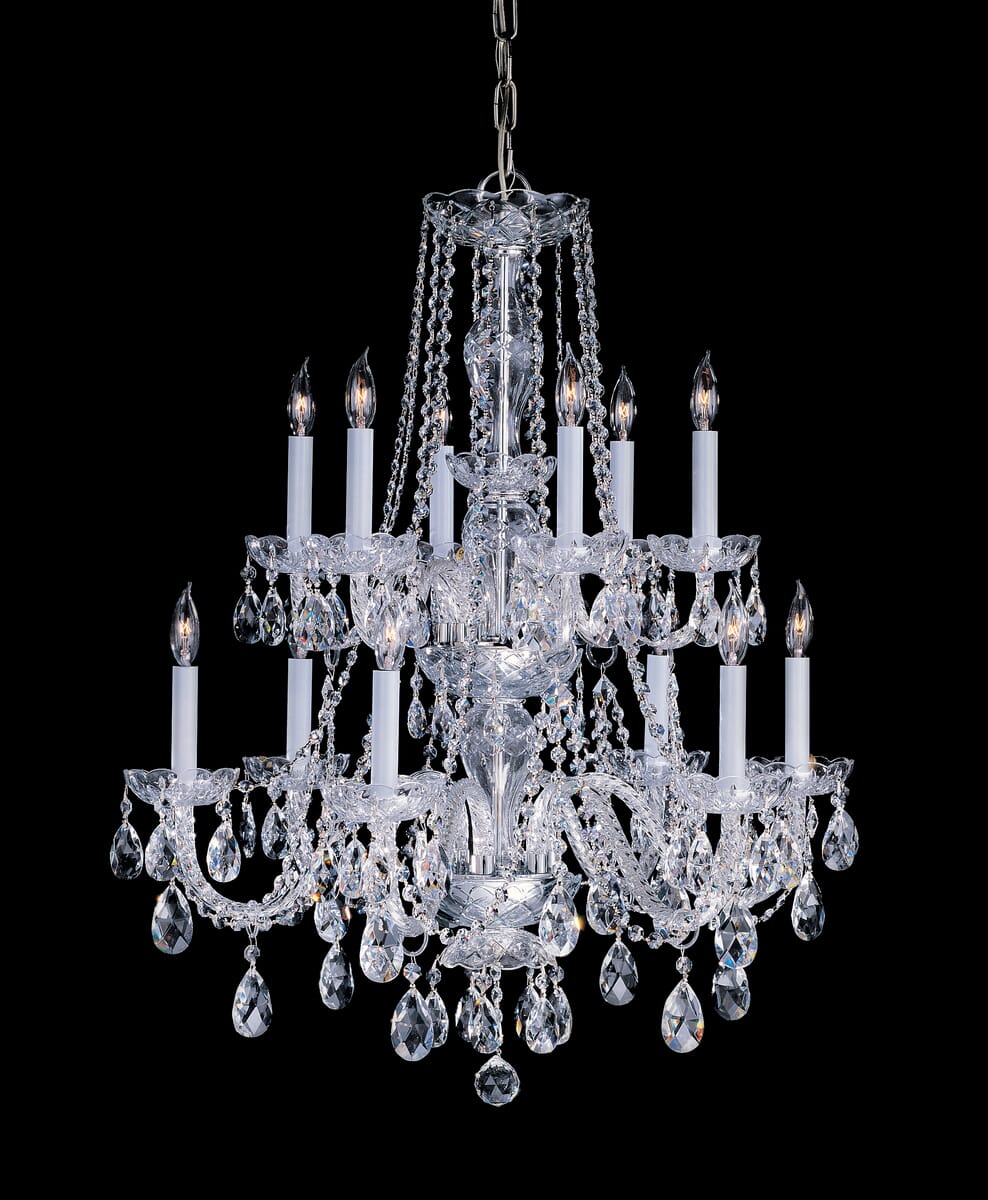 Traditional Crystal 12-Light 32" Traditional Chandelier in Polished Brass with Clear Hand Cut Crysta