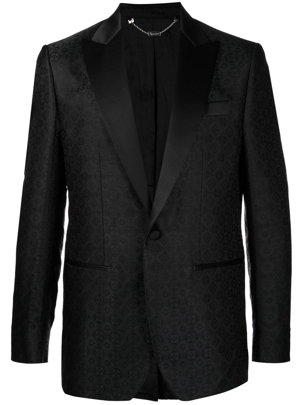 Single-breasted jacquard blazer - Black