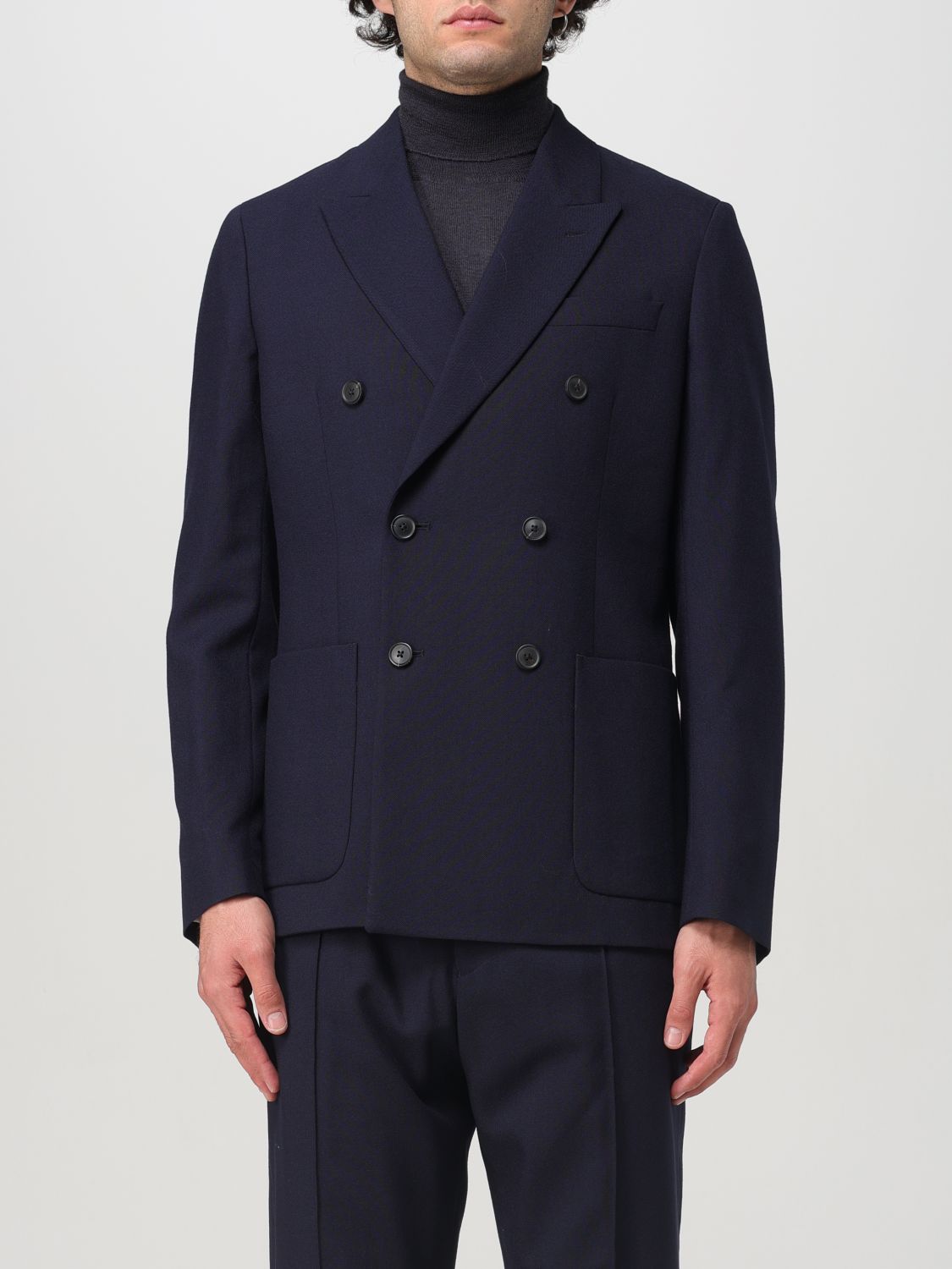 Notched lapels double-breasted blazer - Blue