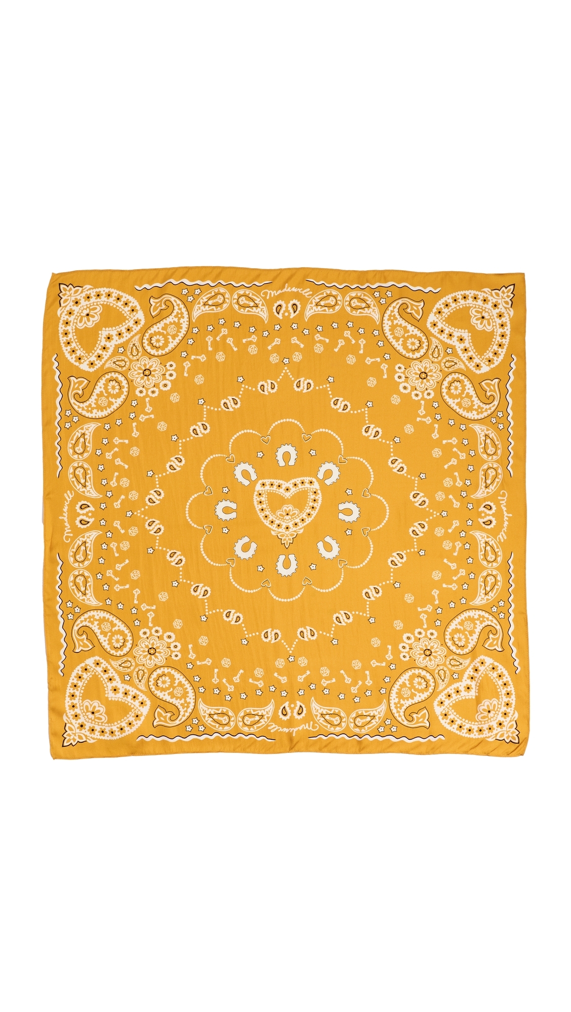 Medium Silk Bandana Horseshoe Golden Saffrom One Size