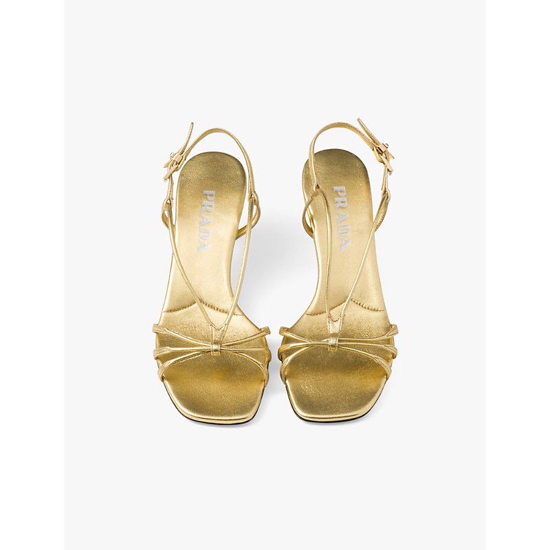 Womens Gold/silver Mordoré Metallic-leather Heeled Sandals