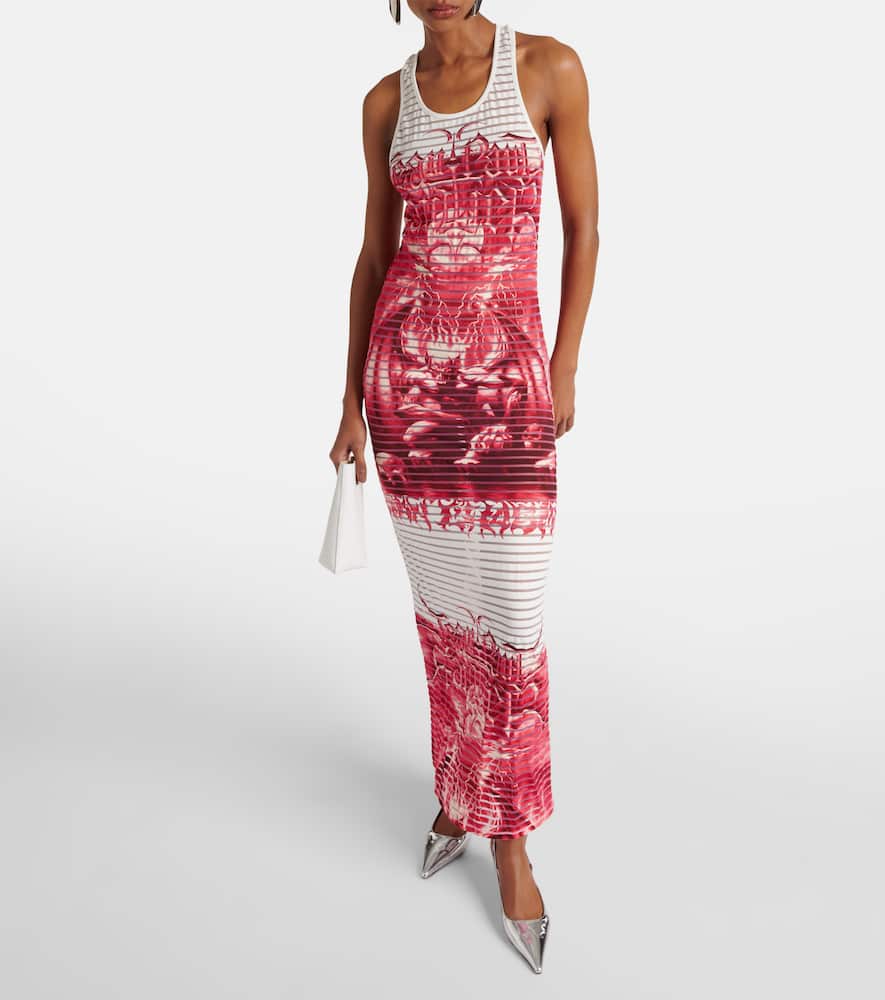Striped printed cotton-blend jersey maxi dress