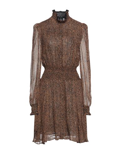 Woman Mini dress Camel Size 2 Viscose, Metallic fiber