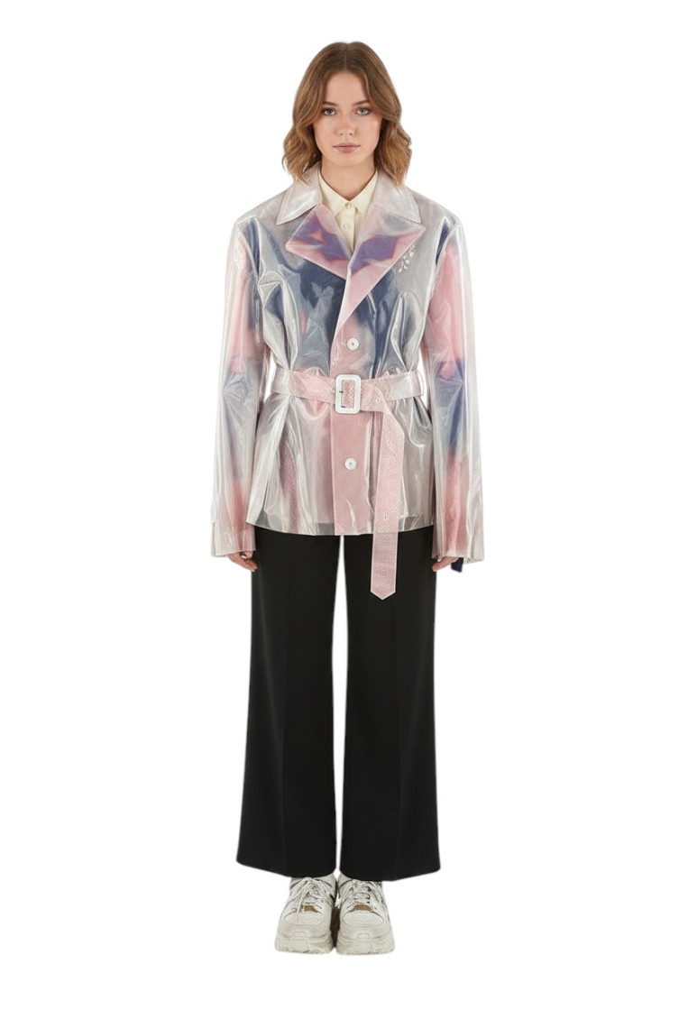 Pink Notched Lapel Trench Coat