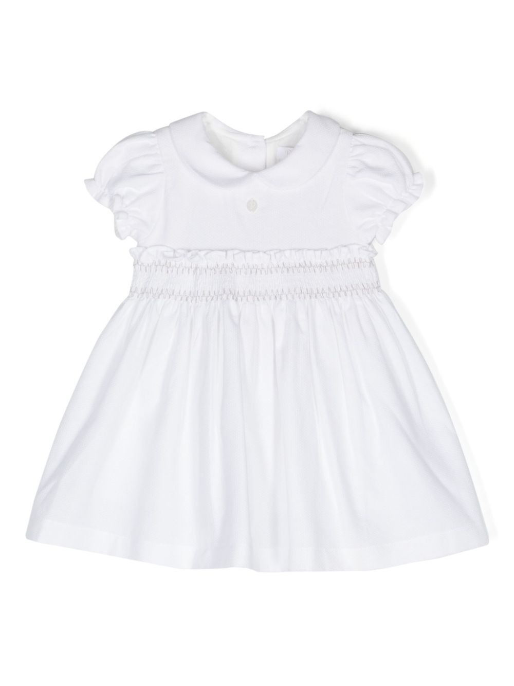 Honeycomb-knit flared dress - White
