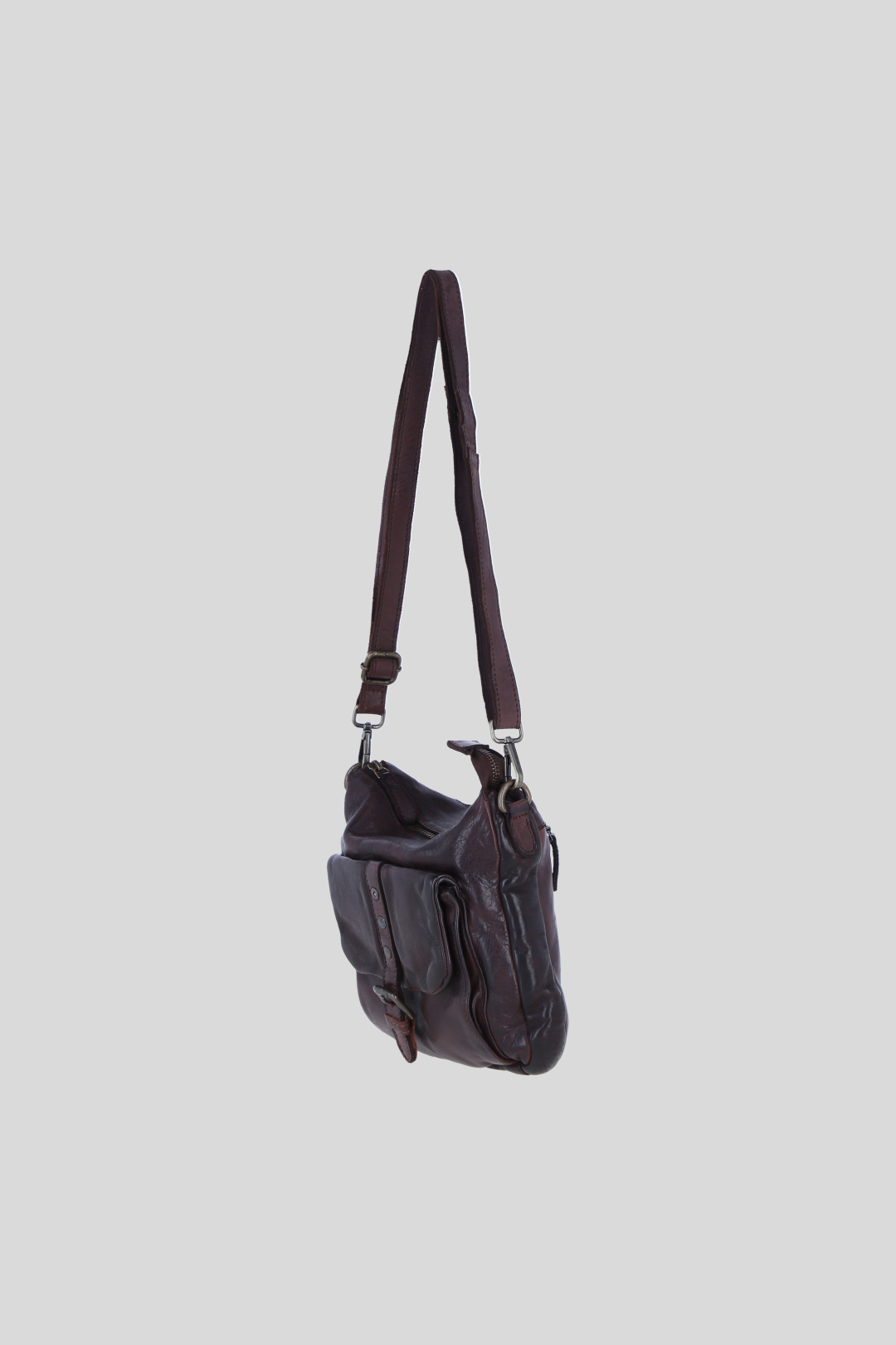 Ashwood Leather Womens Multi-Compartment Crossbody Shoulder Bag with Flap Pocket - Dark Brown